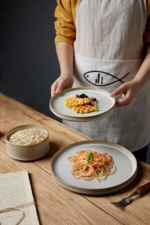 Famiware Star Dinnerware Sets, Plates and Bowls Set for 4, 12 Pieces Dish Set - Chip and Scratch Resistant, Microwave and Dishwasher Safe Kitchen Set, Cappuccino White - Image 4