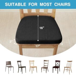 Chair Cushions for Dining Chairs Set of 4, Kitchen Chair Pads, Indoor Dining Chair Cushions with Ties, Seat Cushions for Kitchen Chairs, Non Slip Chair Pads, 17" x 16" x 2", Black - Image 4