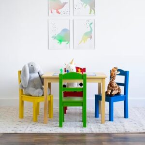 Humble Crew Kids Wooden Table and 4 Chairs Set, Natural/Primary - Kids Table and Chair Set for Toddlers and Children for Arts, Crafts, and Snack Time - Sturdy, Durable Toddler Activity Table - Image 4