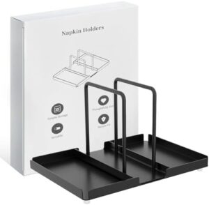 Napkin Holder for Table, Metal Napkin Holder with Salt and Pepper Shakers Caddy, Standing Paper Napkin Storage for Kitchen Dining Table Decor, Black - Image 4