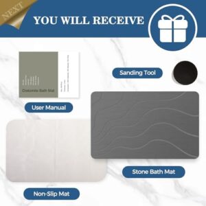 Stone Bath Mat Diatomaceous Earth Non-Slip Shower Mat,Quick Drying Diatomite Bath Stone Mat for Bathroom Floor -Super Absorbent,Natural, Easy to Clean(24×16" Grey) - Image 7