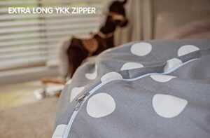 Wekapo Stuffed Animal Storage Bean Bag Chair Cover for Kids | Stuffable Zipper Beanbag for Organizing Children Plush Toys Large Premium Cotton Canvas (Gray Dot, X-Large) - Image 5