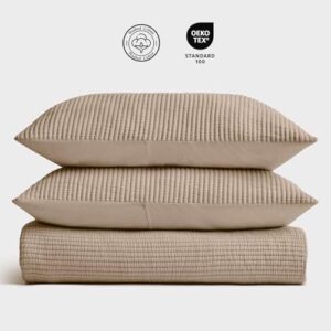 EVERGRACE Cotton Coverlet Set King Size 3 Pieces, Lightweight Soft Ribbed Matelassé Bedspread Quilt Set, Cozy Oversized Quilted Bedding Set with 2 Pillow Shams for All Seasons, Urban Taupe - Image 5