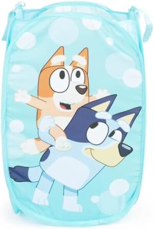 Jay Franco Bluey & Bingo Pop Up Hamper - Mesh Laundry Basket/Bag with Durable Handles - Storage for Clothes or Toys
