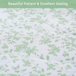 Printed Queen Comforter Set with Sheets, All Season Lightweight 7 Piece Bed in A Bag Comforter Set, Green Leaves Botanical Pattern Farmhouse Bedding Set - Image 3
