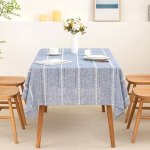 SIELUNO Rectangle Table Cloth Rustic Farmhouse Tablecloth Heavy Duty Cotton Linen Waterproof Wrinkle Free Table Cloths for Kitchen and Dining Room-Hollow Blue-Rectangle, 54"x102", 8-10 Seats - Image 5