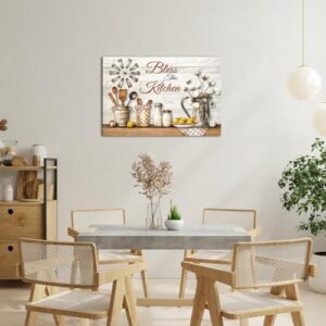 HOMEOART Kitchen Canvas Wall Art Rustic Farmhouse Kitchen Wall Decor Painting Art Print for Dining Room Decor, Framed Ready to Hang on Wall 24x36 inch - Image 2