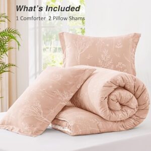 Love's cabin Dusty Rose Pink Full Size Comforter Set - Full Comforter Set, 3 Pieces Cute Floral Bedding Sets for All Seasons,1 Soft Reversible Botanical Flowers Comforter and 2 Pillow Shams - Image 7