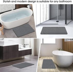 Stone Bath Mat Diatomaceous Earth Shower Mat Non-Slip Super Absorbent Diatomite Stone Mats for Bathroom Floor Quick-Drying Easy to Clean (24''*16'' Grey) - Image 4
