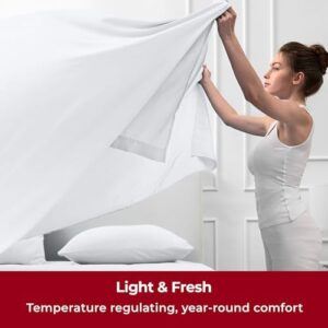 Mellanni Queen Sheets Set - 4 PC Iconic Collection Bedding - Hotel Luxury, Extra Soft, Cooling Bed Sheets - Wrinkle, Fade, Stain Resistant (Queen, White) - Image 3