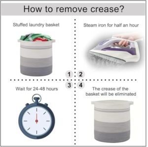 OIAHOMY 100L Laundry Hamper - Storage Basket with Handles, Decorative Woven Basket for Living Room, Toys Bin, Pillows, Blankets, Clothes - 19x21in - Gradient Gray - Image 6