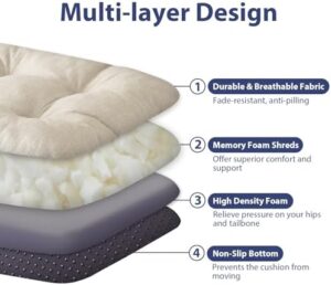 Chair Cushions for Dining Chairs, Dining Chair Cushions, Tufted Indoor Chair Pads with Ties & Non Slip Backing, Seat Cushions for Kitchen Chairs 16.5” x 16.5” x 3.5”, Set of 2, Beige - Image 6