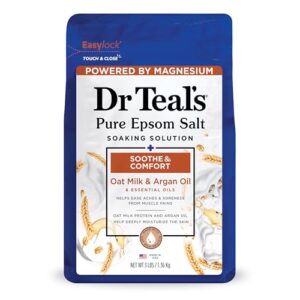 Dr Teal's Pure Epsom Magnesium Salt Soak, Soothe & Comfort with Oat Milk & Argan Oil, 3 lbs