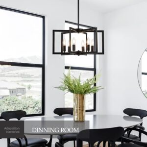 Modern Farmhouse Black Chandeliers for Dining Room, 6-Light Industrial Metal Chandeliers Geometric Pendant Lights Kitchen Island for Entryway Stairway Foyer Hallway - Image 5