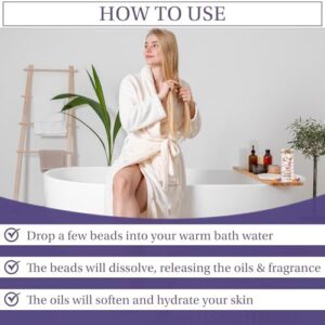 Grass Roots Bath Oil Beads Set of 36 - Lavender & Chamomile Scented Bath Beads - Essential Oil Soaked Bath Pearls to Gently Nourish & Soften Skin - Luxurious Bath Experience - Image 5