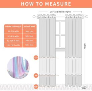 XiDi Curtains for Girls Bedroom Kids Room Unicorn Princess Theme Home Decor 63 inches Length Pink/Purple, W52 X L63 2 Panels - Image 6