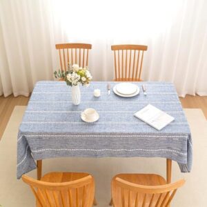 SIELUNO Rectangle Table Cloth Rustic Farmhouse Tablecloth Heavy Duty Cotton Linen Waterproof Wrinkle Free Table Cloths for Kitchen and Dining Room-Hollow Blue-Rectangle, 54"x102", 8-10 Seats - Image 2
