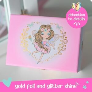 Giggle & Honey Musical Fairy Jewelry Box for Girls - Kids Music Box with Spinning Fairy and Mirror, Princess Birthday Gifts for Little Girls, Childrens Jewelry Boxes for Ages 3-10 - 6 x 4.7 x 3.5 in - Image 4