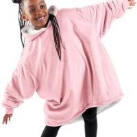 Bare Home Wearable Blanket B-Cozy Hoodie - Soft Plush Sherpa - Warm and Cozy - Oversized Wearable Blanket - Adult & Kid Sizes