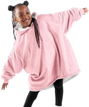 Bare Home Wearable Blanket B-Cozy Hoodie - Soft Plush Sherpa - Warm and Cozy - Oversized Wearable Blanket - Adult & Kid Sizes