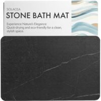 Stone Bath Mat, 23.7 x 15.4 inches, Quick Dry & Non-Slip Diatomaceous Earth Bath Mat for Bathroom and Kitchen (Black Marble)