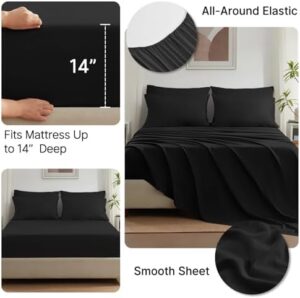 SunStyle Home Black Full/Queen Size Comforter Sets - 7 Pieces Bed in a Bag, Lightweight Goose Down Alternative Bedding Sets with All Season Comforter, 1 Flat Sheet, 1 Fitted Sheet, 4 Pillowcases - Image 4