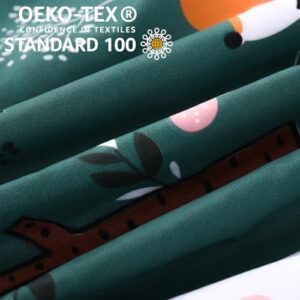 JSD Green Forest Animal Kids Duvet Cover Set Full Size, 3 Piece Soft Printed Microfiber Comforter Cover with Pillow Sham Zipper Closure, Comforter Not Included - Image 4