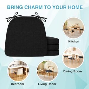 Chair Cushions for Dining Chairs Set of 4, Kitchen Chair Pads, Indoor Dining Chair Cushions with Ties, Seat Cushions for Kitchen Chairs, Non Slip Chair Pads, 17" x 16" x 2", Black - Image 7