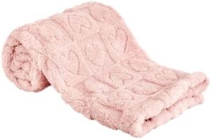 Yurhap Fleece Baby Blanket Heart Checkered Blanket, Ultra Soft Cozy Baby Blankets for Girls Boys, Fluffy Infant Toddler Newborn Receiving Blankets for Crib Stroller 30”×40” (Light Pink)