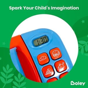 Boley Blue Microwave Playset - 11 Pc Light & Sound Pretend Play Kitchen Toys Set with Play Food for Kids Ages 3+ - Image 3