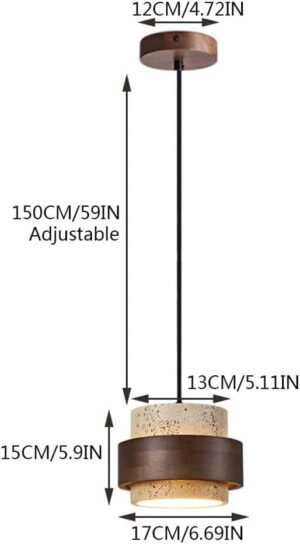 Nordic Natural Stone Wabi-Sabi Ceiling Pendant Light Yellow Cave Stone Chandelier Vintage Farmhouse Travertine Droplight Bedside Restaurant Kitchen Dining Solid Wood Bar Kitchen Hanging Lamp - Image 7