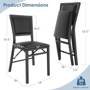 VECELO Folding Chairs Set of 4 with Cushion, Foldable Padded Seats with Heavy Duty Metal Frame for Kitchen/Dining/Living Room, No Assembly & Space Saving Design, Black - Image 3