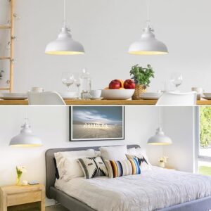 White Pendant Lights Kitchen Island, 2 Pack Kitchen Island Lighting, Farmhouse Pendant Light Fixtures (11.41" W), Island Pendant Light for Kitchen, Dining Room, Bedroom - Image 9