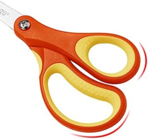 LIVINGO 3 Pack 5” Kids Scissors, Left/Right Handed Blunt Stainless Safety Toddler Preschool Child Scissors with Cover, School Classroom Craft Supplies for Teachers, Yellow/Blue/Gray - Image 4