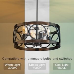 Light Fixture Kitchen 4 Light Semi Flush Mount Ceiling Light Fixture Black Rustic Farmhouse Chandelier for Dining Room with Adjustable Height - Image 6