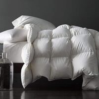 Royoliving Premium Feathers Down Comforter 100% Cotton Cover Duvet Insert with Corner Tabs (White, Queen All Season)