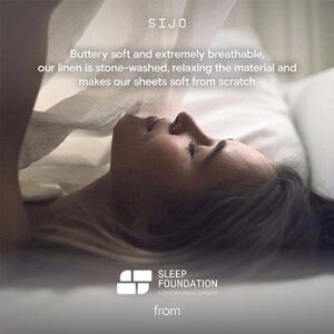 Sijo Stone Washed Organic French Linen Bed Sheet Set, GOTS Certified Organic, Best Cooling Linen Sheet Award by Sleep Foundation, 3 Piece - 2 Pillowcases and 1 Fitted Sheet (Snow, King) - Image 5