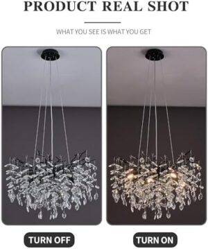 Modern Tree Branch Crystal Chandelier Luxury Blacl Crystal Pendant Lighting 23.6" Contemporary 8-Light Chandeliers for Dining Room Kitchen Bedroom Living Room - Image 4