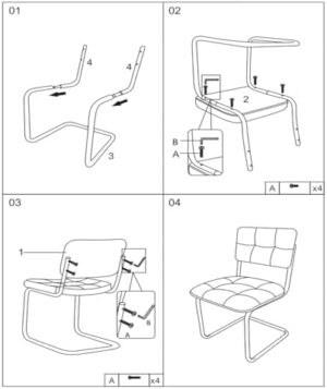 CangLong Fleece Dining Chairs, Mid-Century Modern Upholstered Armless Chairs with Metal Legs for Home, Kitchen, Dining Room, Set of 2, White - Image 7
