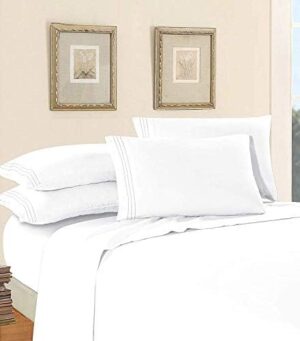 Elegant Comfort Luxury Soft 1500 Thread Count Egyptian 4-Piece Premium Hotel Quality Wrinkle Resistant Coziest Bedding Set, All Around Elastic Fitted Sheet, Deep Pocket up to 16inch, Queen, White - Image 2