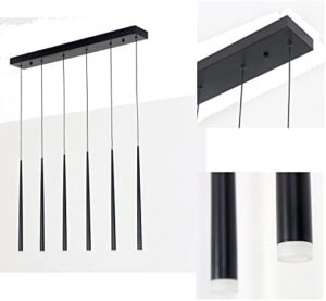Modern Pendant for Kitchen Island, Linear Chandelier 6 Lights Cluster Bar for Dining Room, Black Warm White Dimmable - Image 6