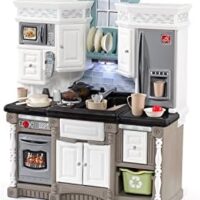 Step2 Lifestyle Dream Kids Kitchen Playset, Indoor/Outdoor Kitchenette, Interactive Play with Lights and Sounds, Made of Durable Plastic, 37 Piece Toy Accessories, Toddlers 2+ Years Old, Gray