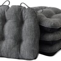 Chair Cushions for Dining Chairs Set of 4, Indoor Kitchen Chair Cushions with Ties and Non Slip Backing, Tufted Memory Foam Seat Cushions, Chair Pads 4 Pack, 15.5" x 15.5" x 4", Dark Grey