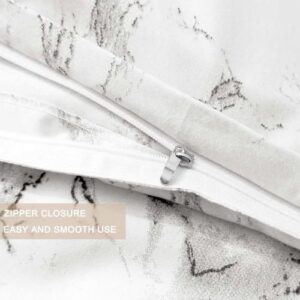 White Black Grey Marble Queen Size Duvet Cover, 3pc Gray Patterned Quilt Cover Set, 1 Farmhouse Microfiber Duvet Cover with Zipper and 2 Pillowcases for Women Men - Image 4