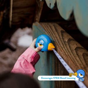 8Ft Animal Shaped Kids Tape Measurer, Fun Level and Protractor Angle Finder, Educational Children's Tools, Small Measuring Tapes for Learning Early Math Skills, Ages 3 and up, Blue Bird - Image 14