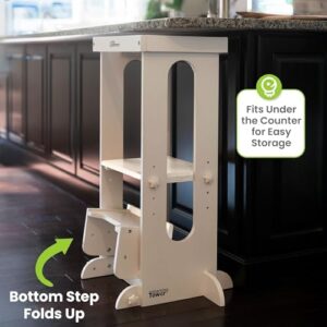Little Partners Learning Tower Toddler Tower, Explore 'N Store Montessori Kitchen Tower for Cooking and Learning, 22.28" L x 19.56" W x 33.50" H, Ages 2 to 6 (Soft White) - Image 4