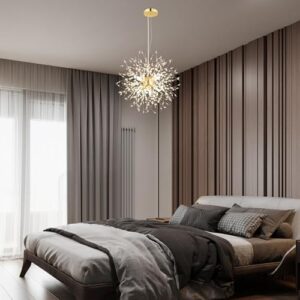 Crystal Pendant Light 8-Light Dandelion Sputnik Chandelier Modern Gold Firework Ceiling Lighting Fixtures for Dining Room Bedroom Bathroom Kitchen Foyer Hallway - Image 8