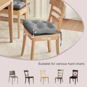 Quilmfoam Chair Cushions for Dining Chairs Set of 4, Kitchen Chair Cushions with Non-Slip Backing, Memory Foam Seat Cushions for Kitchen Chairs, Indoor Chair Pads with Ties, 15.5 x 15.5X 4 Dark Grey - Image 5