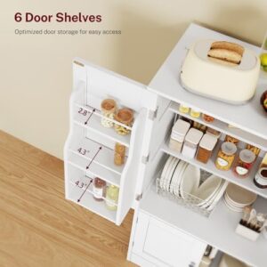 Storage Cabinet with 4 Doors, Pantry Cabinet with 6 Door Shelves, Kitchen Pantry Cabinet, Bathroom Cabinet for Living Room, Kitchen, Dining Room, White - Image 7