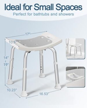 Shower Chair for Inside Shower, FSA/HSA Eligible 400 lbs Adjustable Shower Stool with Suction Feet, Shower Seat for Inside Tub Bathroom Bench Bath Chair for Elderly and Disabled - Light Gray - Image 3